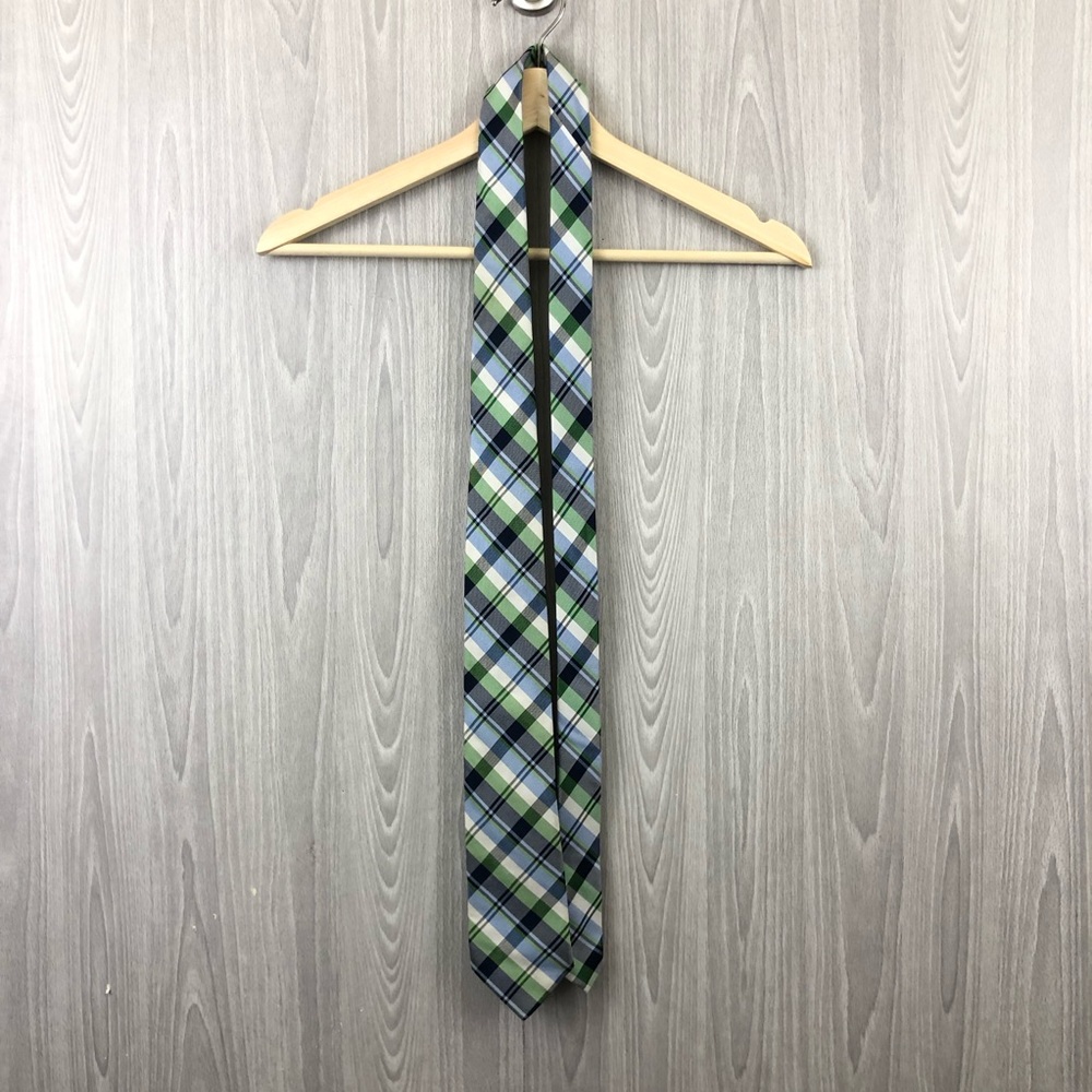 CHAPS Blue, Green, and White Plaid Necktie
